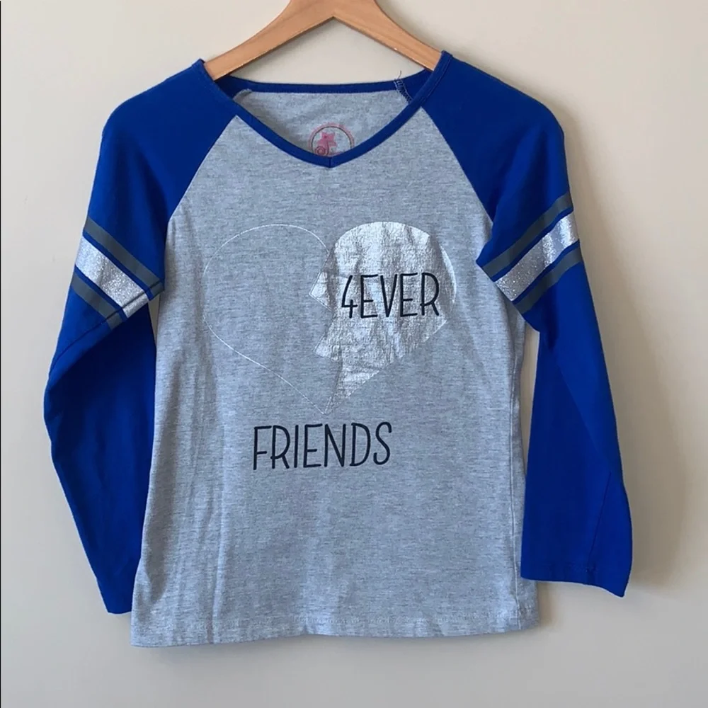 Justice Girls Blue Glitter Graphic Shirt